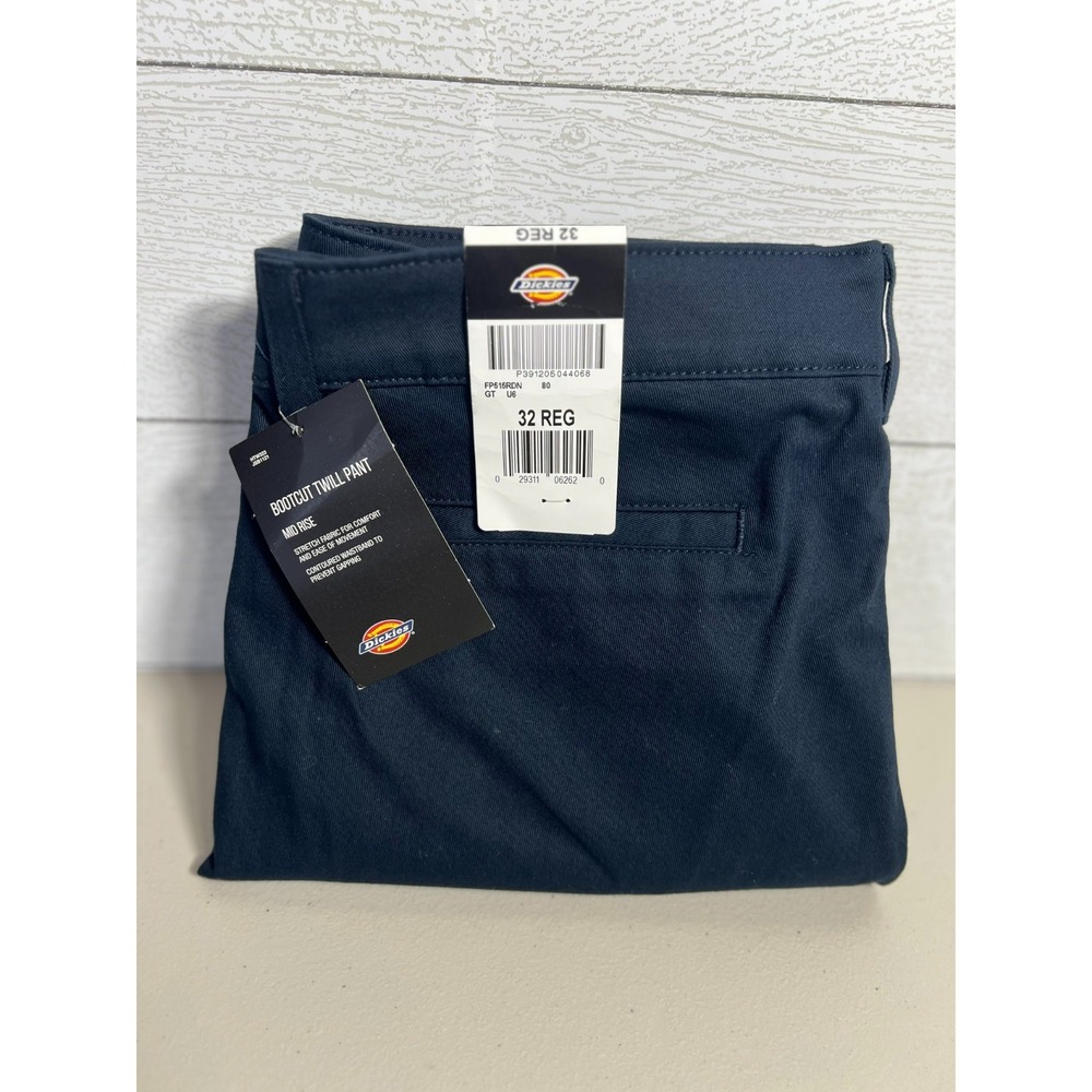 Dickies New 32 Regular Bootcut Twill PAnt Mid Rise Womens Dark Navy Blue (34x33)
